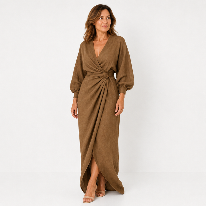 Hermine - Robe en Lin à Col en V