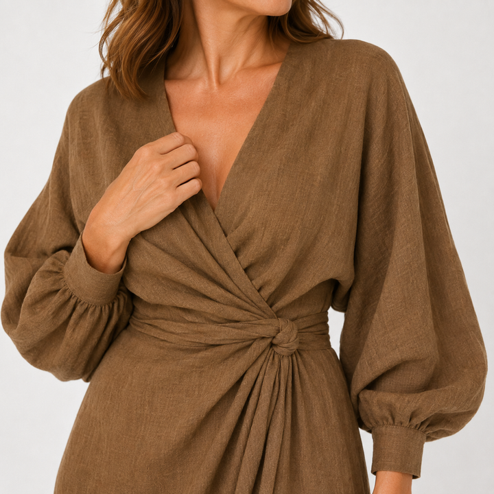 Hermine - Robe en Lin à Col en V